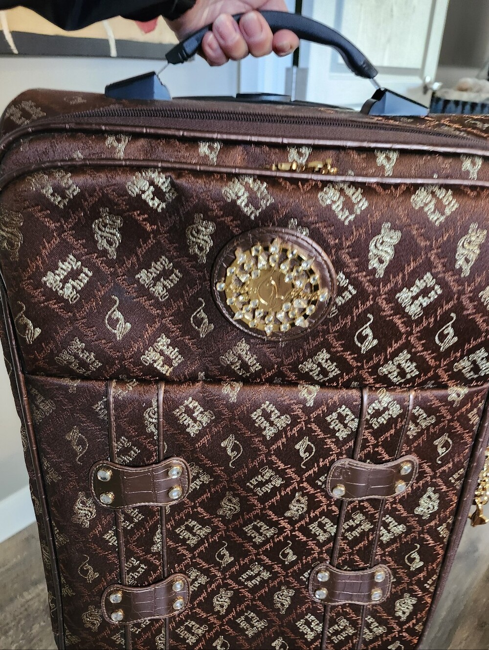 Vtg, Rare, Baby Phat Brown and Gold Jeweled Suitcase.